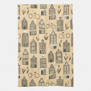 Linge De Cuisine Maisons néerlandaises mignonnes Amsterdam City Mot