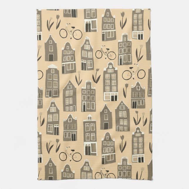 Linge De Cuisine Maisons néerlandaises mignonnes Amsterdam City Mot (Vertical)