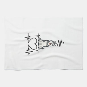 Linge De Cuisine Malamute d'Alaska Rythme Cardiaque Ligne Cœur Patt