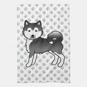 Linge De Cuisine Malamute noir et blanc Alaskan mignon chien de des
