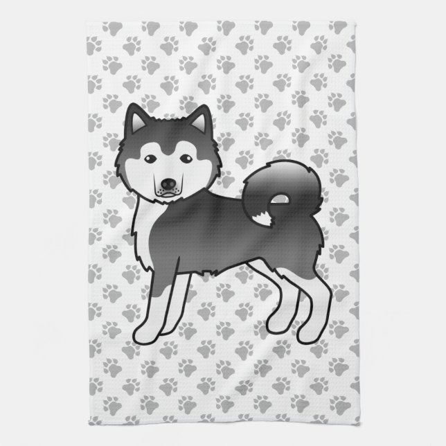 Linge De Cuisine Malamute noir et blanc Alaskan mignon chien de des (Vertical)