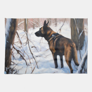 Linge De Cuisine Malinois Belge Qu'il neige Noël
