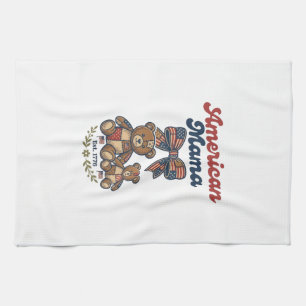 Linge De Cuisine Mama Américaine Ours Patriote Patchwork Vector Des