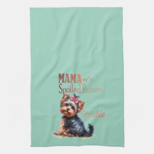 Linge De Cuisine Mama d'un rose éclaté Yorkie Aquarelle Art