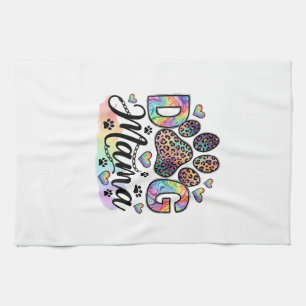 Linge De Cuisine Maman Chien Patte Léopard Arc-en-ciel Aquarelle Cœ