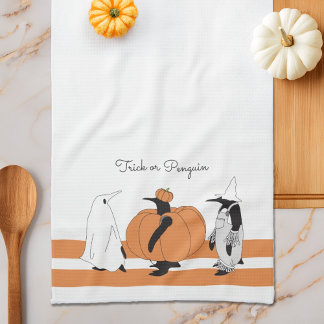 Linge De Cuisine Manchot de citrouille mignon personnalisé Hallowee