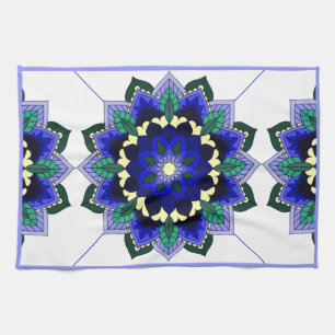 Linge De Cuisine Mandala Motif 2002 en tea bleu foncé