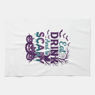 Linge De Cuisine Manger Boire Être Effrayant Halloween Arbre Squele