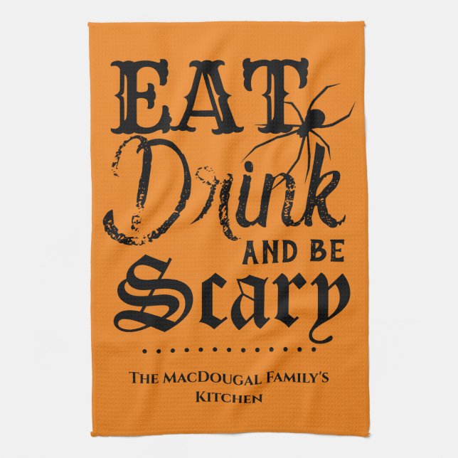 Linge De Cuisine Mangez Boire et être effrayant Halloween Famille p (Vertical)