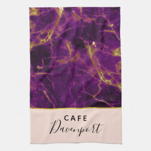 Linge De Cuisine Marbre Abstrait moderne violet et or