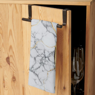 Linge De Cuisine Marbre blanc et or