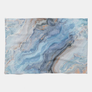 Linge De Cuisine Marbre bleu avec belle déco noir or