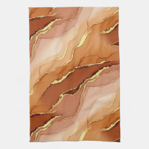 Linge De Cuisine Marbre de Veine d'Or Terracotta - Luxe Chaud (6)