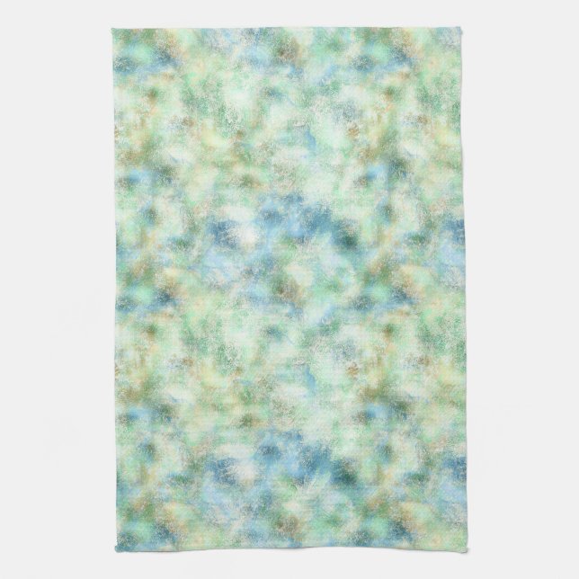 Linge De Cuisine Marbre d'or Aqua Mint Abstrait (Vertical)
