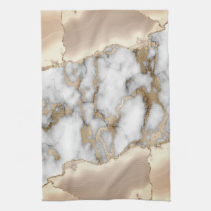 Linge De Cuisine Marbre gris pailleté or élégant