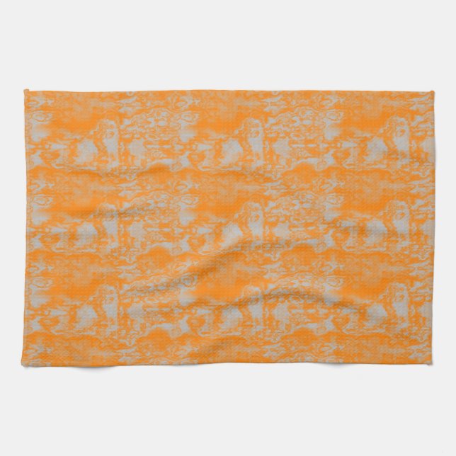 Linge De Cuisine Marbre orange et gris (Horizontal)