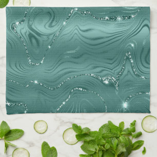 Linge De Cuisine Marbre vert émeraude