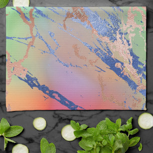 Linge De Cuisine Marbre vif Aquarelle couleur gras pastel