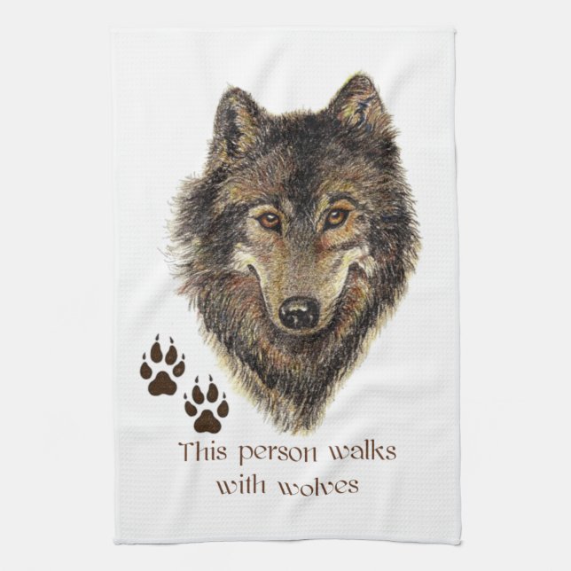 Linge De Cuisine Marche avec la citation de loups loups (Vertical)