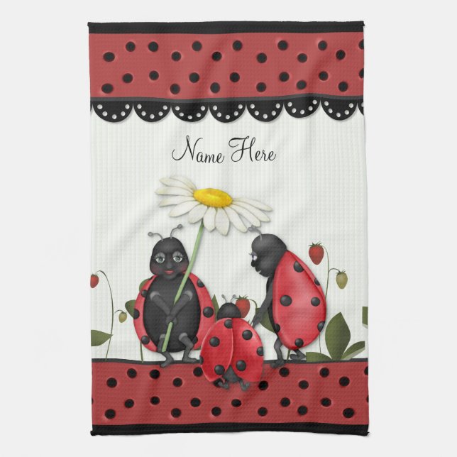 Linge De Cuisine Marche de Ladybug - Personnaliser (Vertical)