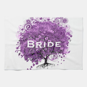 Linge De Cuisine Mariage de feuille de coeur pourpre de forêt