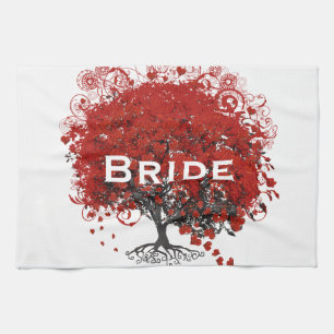 Linge De Cuisine Mariage de feuille de coeur rouge