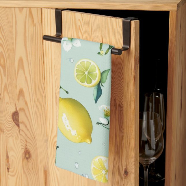 Linge De Cuisine Mariage moderne jaune citron floral écriture brida (Pliage en tiers)