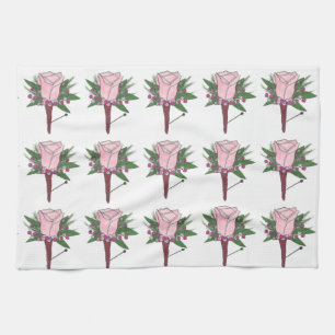 Linge De Cuisine Mariage Rose Boutonniere Bouquet Floral Salle