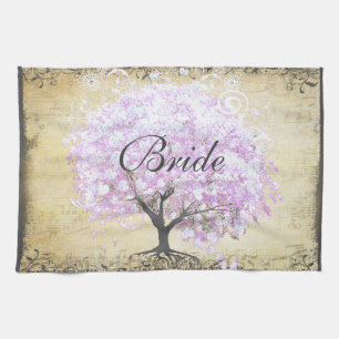 Linge De Cuisine Mariage Vintage d'oiseaux de l'arbre de la feuille