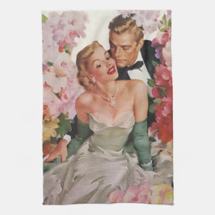 Linge De Cuisine Mariage Vintage, Jeunes Mariés Rétro Mariée et Mar