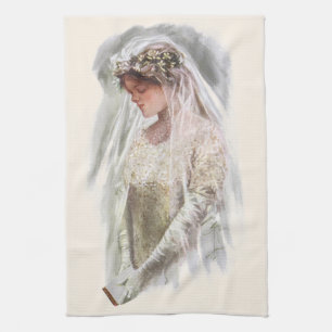 Linge De Cuisine Mariée victorienne vintage avec la Bible Harrison 