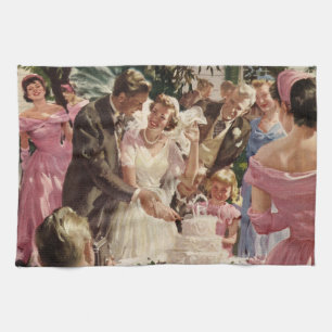 Linge De Cuisine Mariés de mariage vintage coupent le gâteau