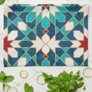 Linge De Cuisine Marine Bleu Turquoise Blanc Marbre Rouge Marbre Ma