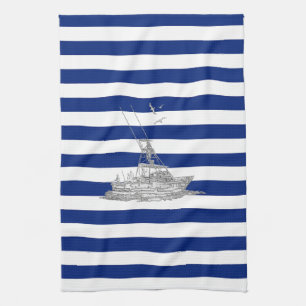 Linge De Cuisine Marlin Pêche Chrome sur les bandes Nautiques