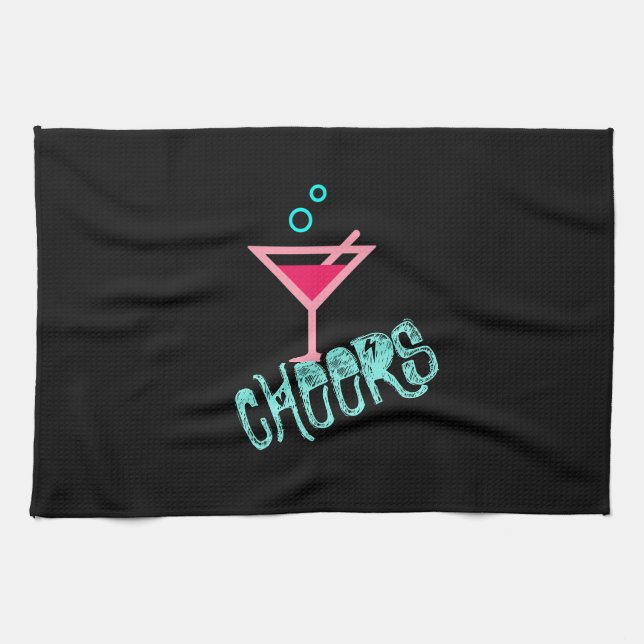 Linge De Cuisine Martini - art de bruit de boissons d'alcool, rose (Horizontal)