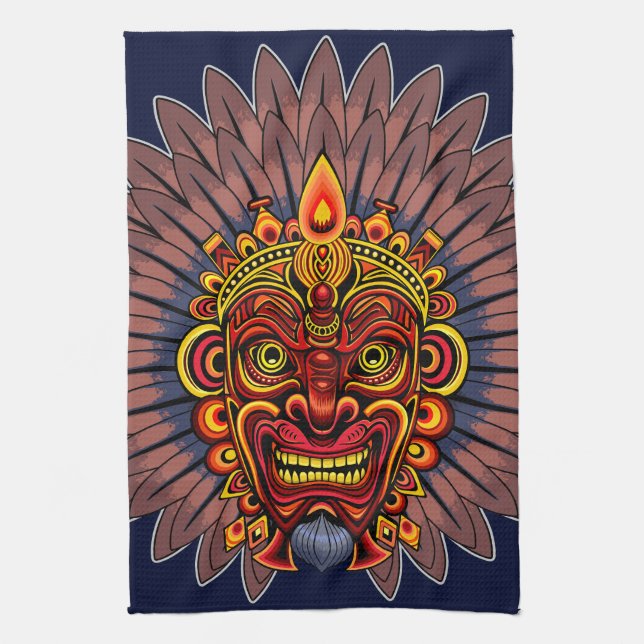 Linge De Cuisine Masque rituel du roi guerrier tribal (Vertical)