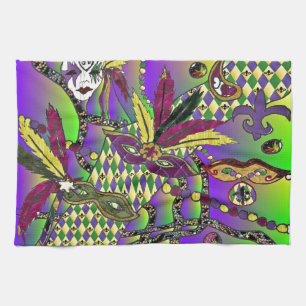 Linge De Cuisine Masques de plumes de mardi gras psychédélique