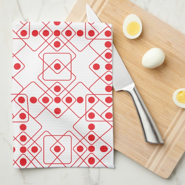 Linge De Cuisine Matrices rouges (Quart Plié)