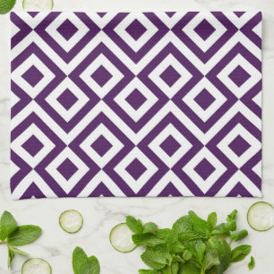 Linge De Cuisine Méandre Violet et Blanc