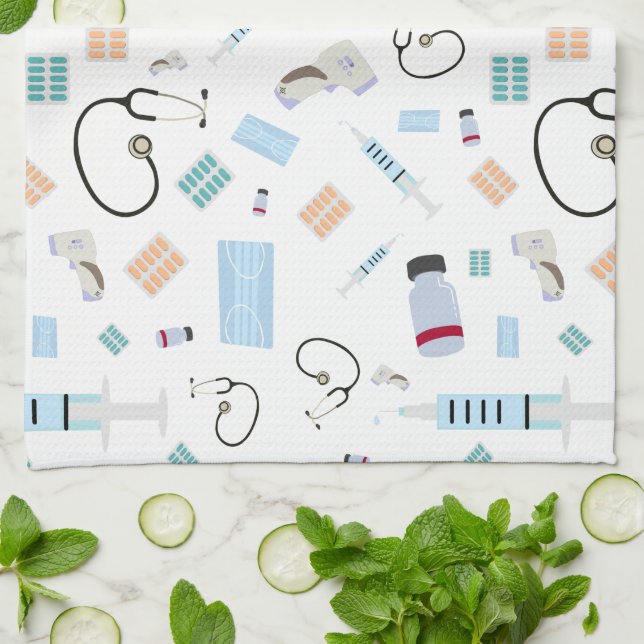 Linge De Cuisine Médecin de santé Motif Fournitures Médicales (Plié)