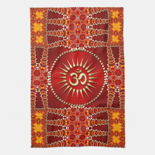 Linge De Cuisine Méditation de l'OM rouge Yoga Décor maison