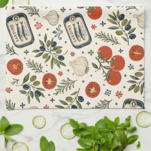 Linge De Cuisine Méditerranéen, sardines tomates et ail