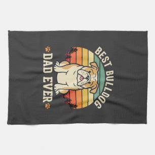 Linge De Cuisine Meilleur Papa Bouledogue Retro Vecteur