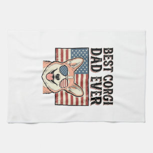 Linge De Cuisine Meilleur Papa Corgi Patriote Vintage T-shirt Chien