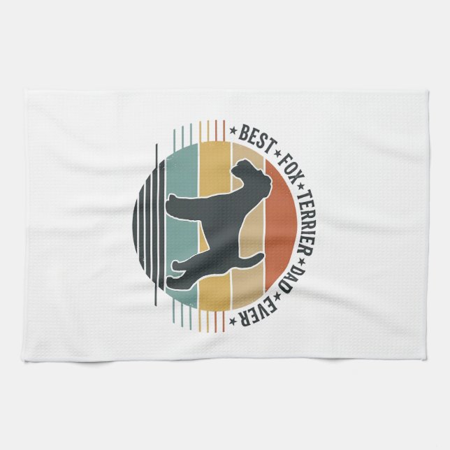 Linge De Cuisine Meilleur Papa Fox Terrier Ever Chemise Vintage Chi (Horizontal)