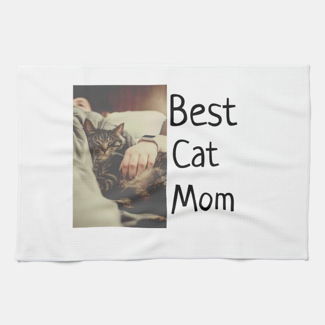 Linge De Cuisine Meilleure maman chat papa ajouter chat photo nom c (Horizontal)