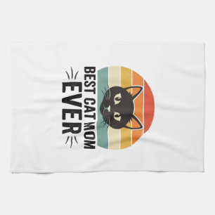 Linge De Cuisine Meilleure Maman de Chat Retro Visage de Chat Desig