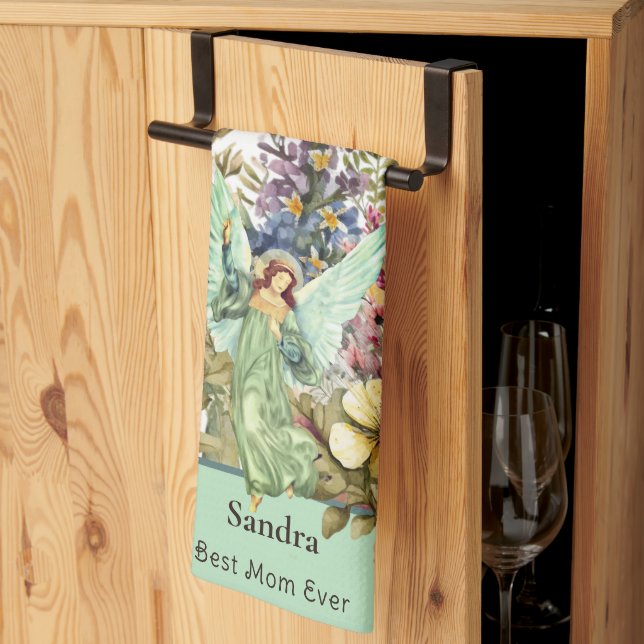 Linge De Cuisine Meilleure Maman Ever, Angel et fleur sauvage fleur (Pliage en tiers)