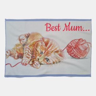 Linge De Cuisine Meilleure maman mignonne Chat dessin Art Cuisine T
