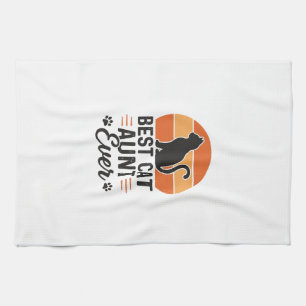 Linge De Cuisine Meilleure Tante de Chat Vintage Sunset T-Shirt Des